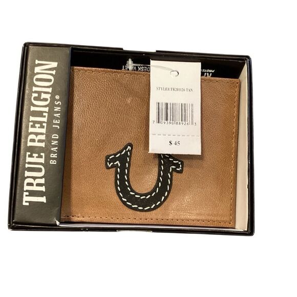 NWT True Religion Tan Wallet Weston Genuine Leather RFID - Picture 4 of 6